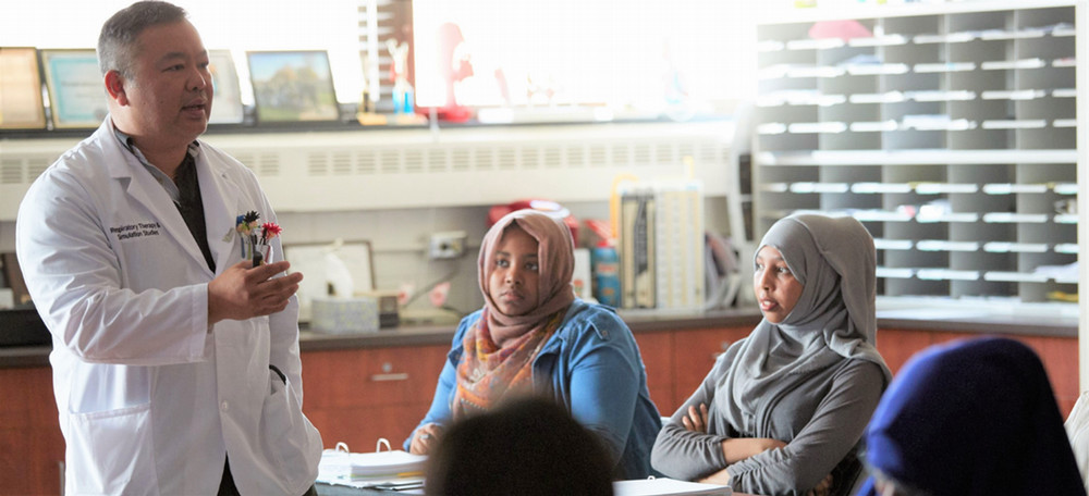 Instructor and students in a classroom