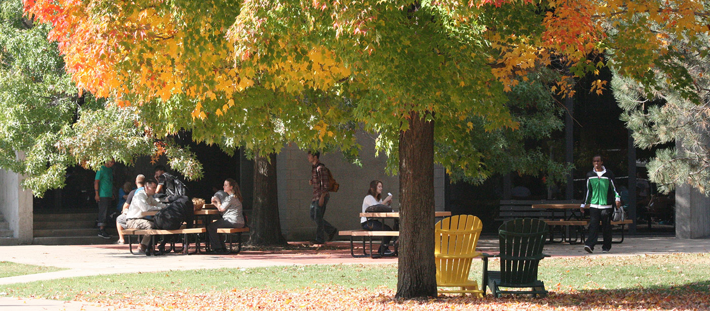 Century College campus with colorful fall leaves