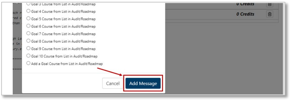 Screenshot of the Add Message button
