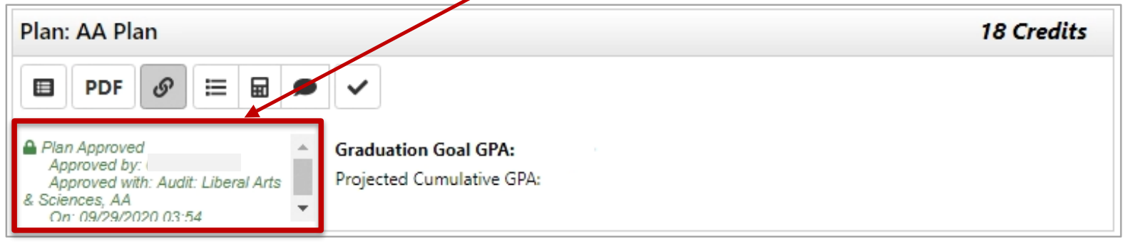 Screenshot showing the plan approved message