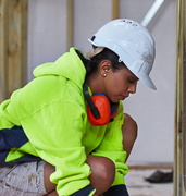 construction worker wearing hard hat