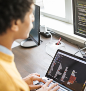 man working at computer