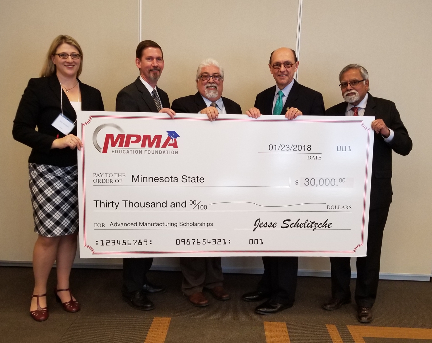 MPMA $30,000 check for scholarships
