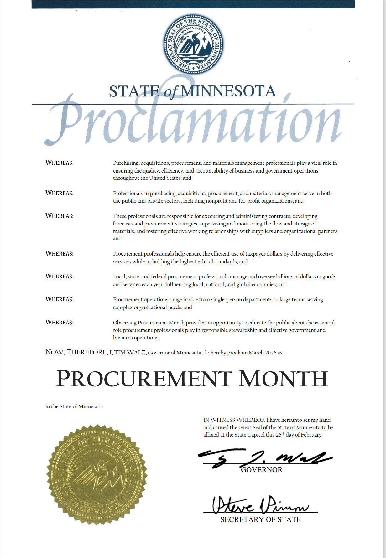 Full-size Procurement Month proclamation image