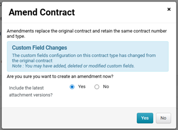 Amend Contract actions menu screenshot